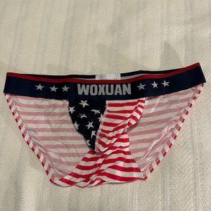 Patriotic style skimpy yet MANLY briefs - Size “XL” but fits like Size "L"